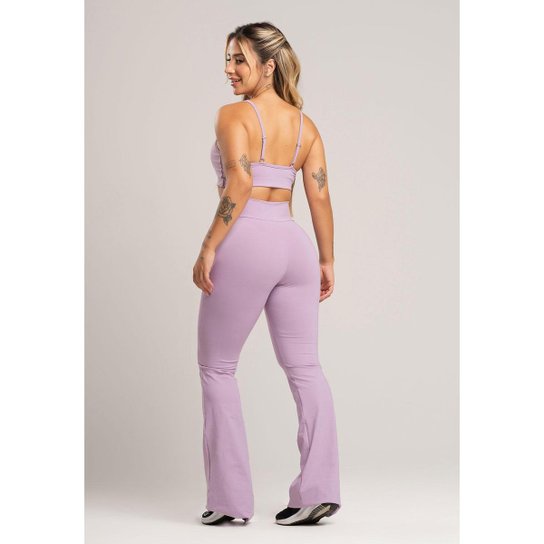 Calça Feminina Flare Pantalona Suplex Cintura Alta Mvb Modas