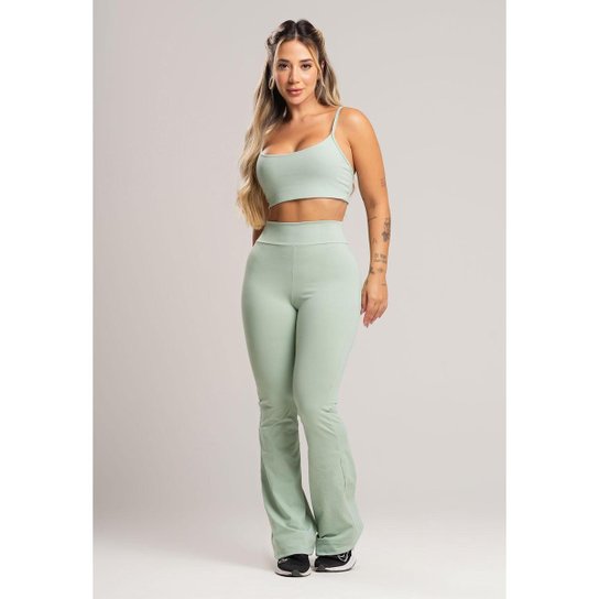 Calça Feminina Flare Pantalona Suplex Cintura Alta Mvb Modas