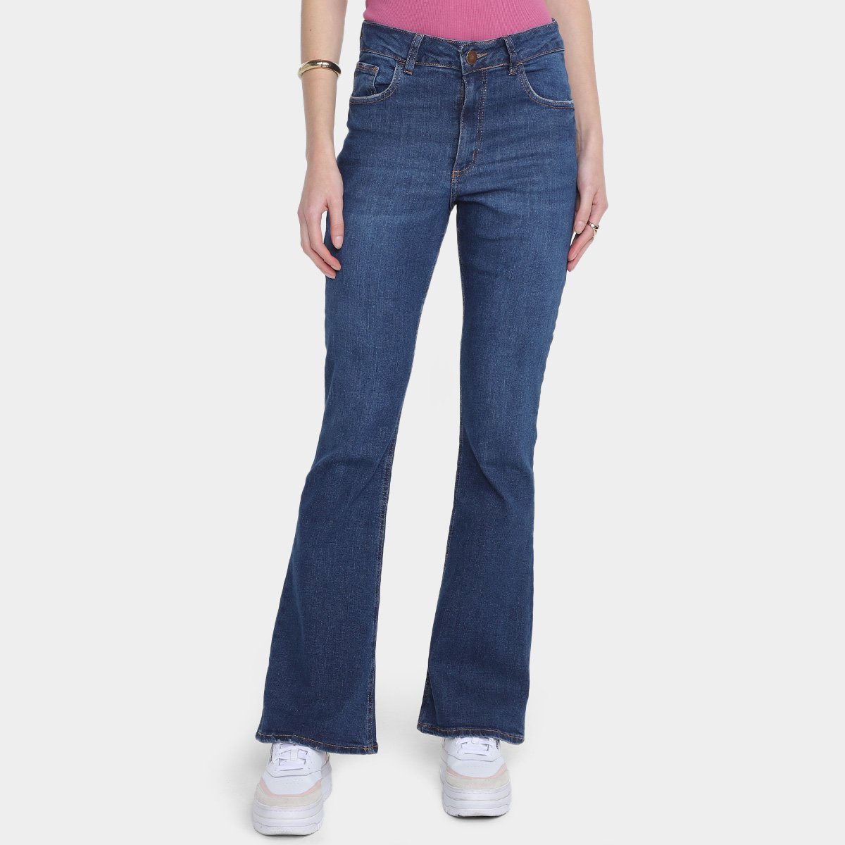 Calça Jeans Flare Hering Cintura Alta Feminina Allianz Parque Shop