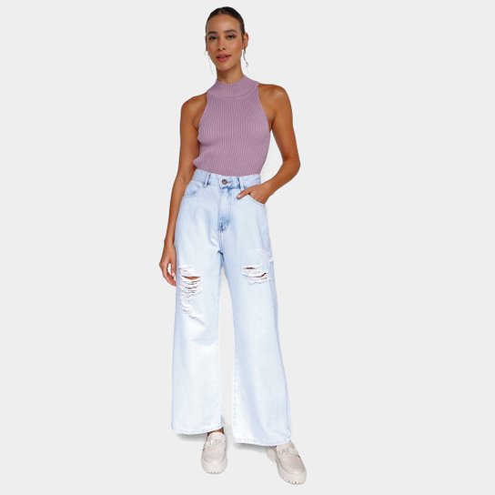 Calça Jeans Polo Wear Wide Leg Feminina