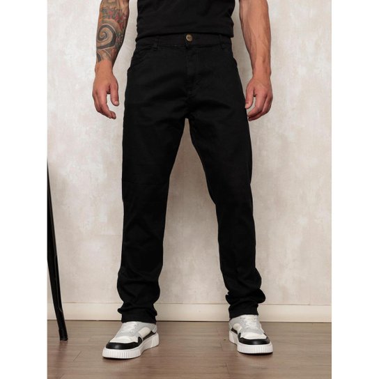 Calça Jeans Reta Masculina Preta Premium