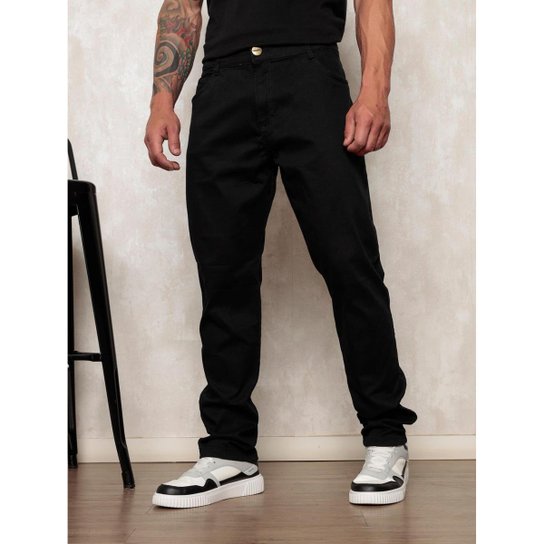 Calça Jeans Reta Masculina Preta Premium