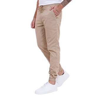 Calça Jogger Jeans Sarja Masculina Com Punho Cós Elástico