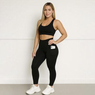 Calça Leg Legging COM BOLSOS Cintura Alta Fitness Treino Casual Corrida Academia Cores 656