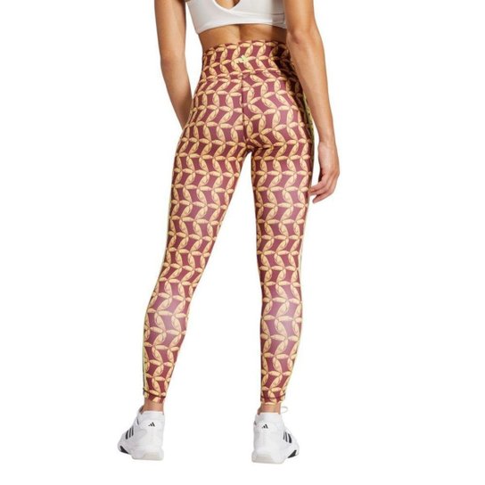Calça Legging 7/8 Adidas X Farm Rio Feminina - Marrom e Amarelo P