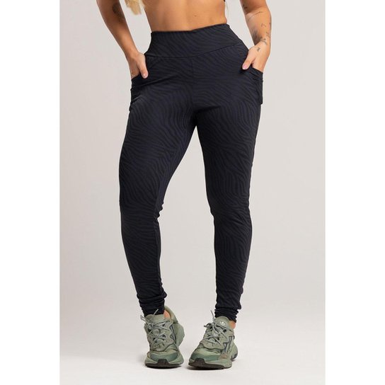 Calça Legging Bolsos Cintura Alta Feminina Fitness Jacquard Mvb Modas
