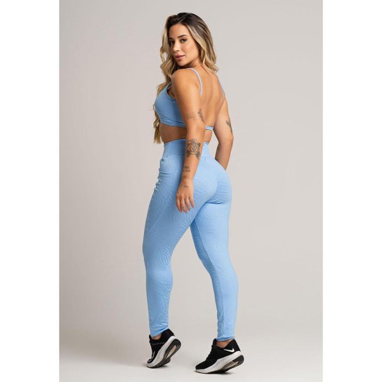 Calça Legging Bolsos Cintura Alta Feminina Fitness Jacquard Mvb Modas