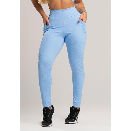Calça Legging Bolsos Cintura Alta Feminina Fitness Jacquard Mvb Modas