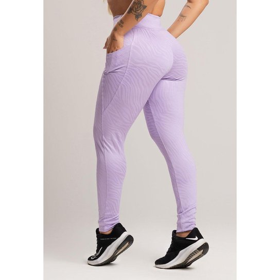 Calça Legging Bolsos Cintura Alta Feminina Fitness Jacquard Mvb Modas