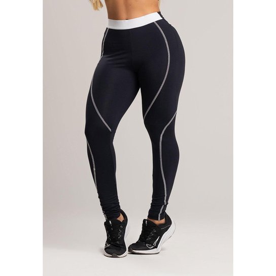 Calça Legging com Elástico Cintura Alta Feminina Poliamida Mvb Modas