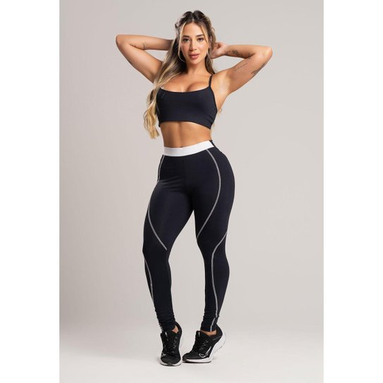 Calça Legging com Elástico Cintura Alta Feminina Poliamida Mvb Modas