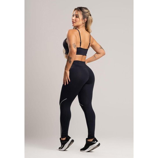 Calça Legging com Elástico Cintura Alta Feminina Poliamida Mvb Modas