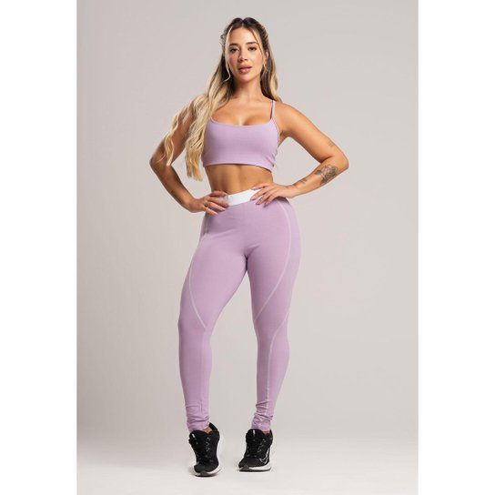 Calça Legging com Elástico Cintura Alta Feminina Poliamida Mvb Modas