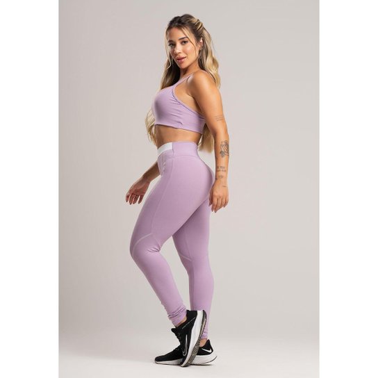 Calça Legging com Elástico Cintura Alta Feminina Poliamida Mvb Modas