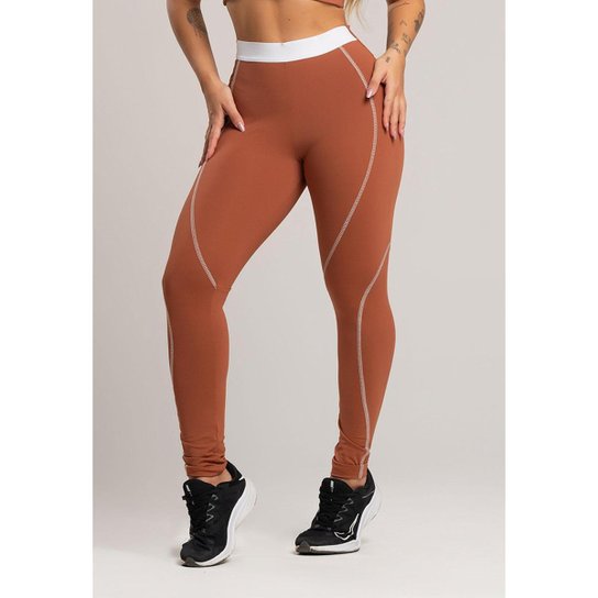 Calça Legging com Elástico Cintura Alta Feminina Poliamida Mvb Modas