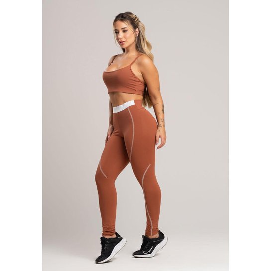 Calça Legging com Elástico Cintura Alta Feminina Poliamida Mvb Modas