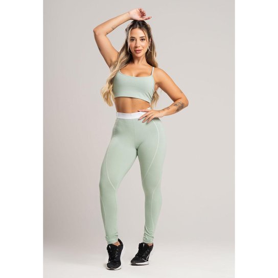 Calça Legging com Elástico Cintura Alta Feminina Poliamida Mvb Modas