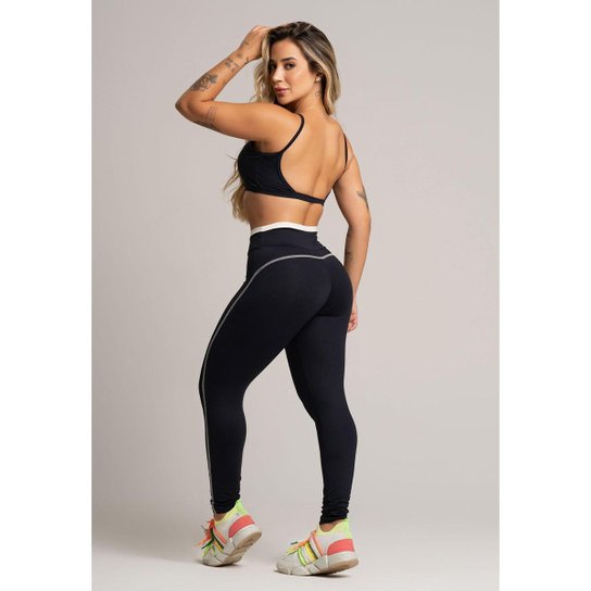 Calça Legging Cós de Vira Cintura Alta Feminina Poliamida Mvb Modas