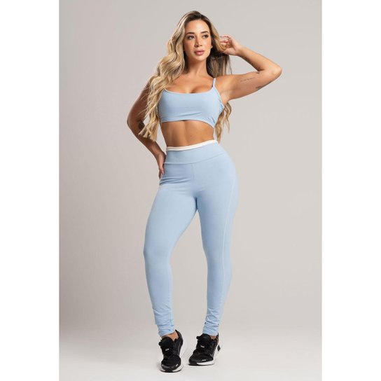 Calça Legging Cós de Vira Cintura Alta Feminina Poliamida Mvb Modas