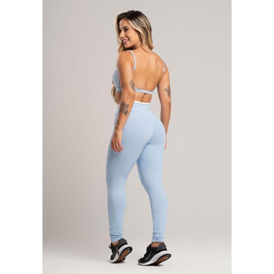 Calça Legging Cós de Vira Cintura Alta Feminina Poliamida Mvb Modas