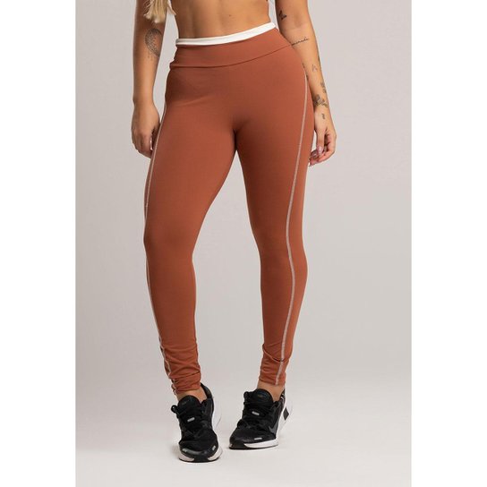 Calça Legging Cós de Vira Cintura Alta Feminina Poliamida Mvb Modas