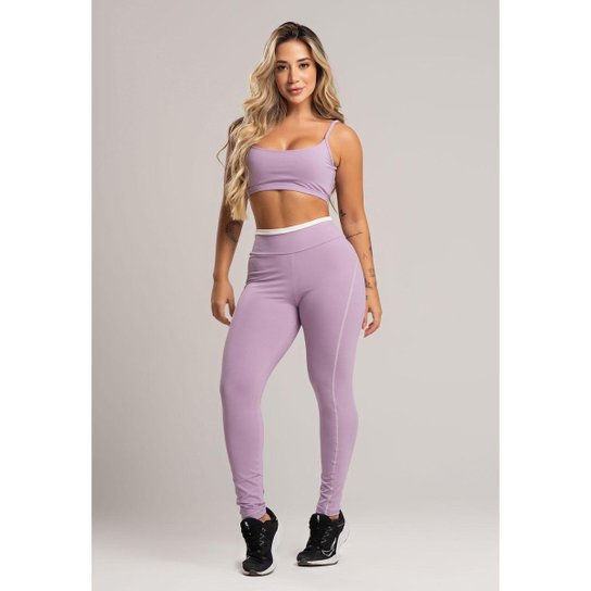 Calça Legging Cós de Vira Cintura Alta Feminina Poliamida Mvb Modas