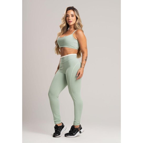 Calça Legging Cós de Vira Cintura Alta Feminina Poliamida Mvb Modas