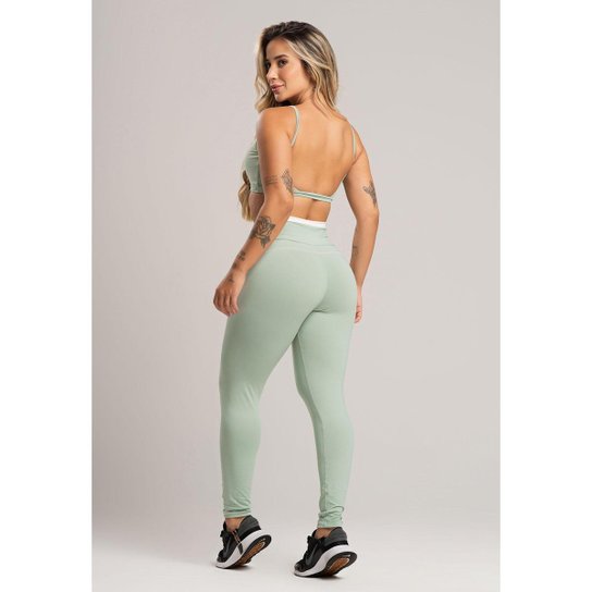 Calça Legging Cós de Vira Cintura Alta Feminina Poliamida Mvb Modas