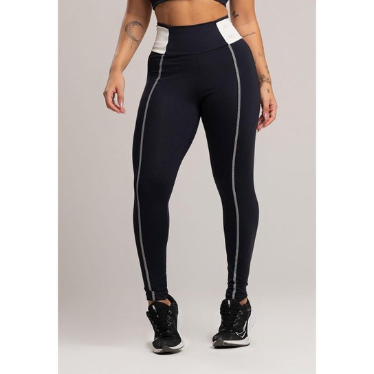 Calça Legging Cós Off White Cintura Alta Poliamida Mvb Modas