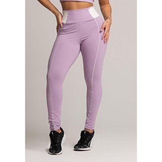 Calça Legging Cós Off White Cintura Alta Poliamida Mvb Modas