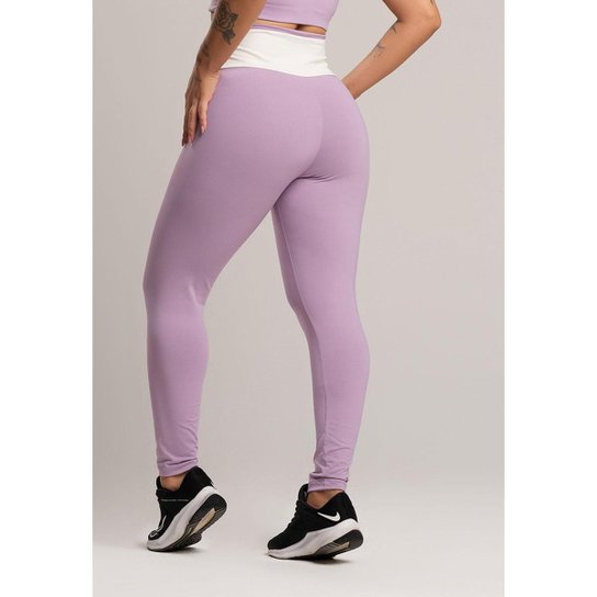 Calça Legging Cós Off White Cintura Alta Poliamida Mvb Modas