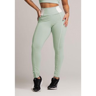 Calça Legging Cós Off White Cintura Alta Poliamida Mvb Modas