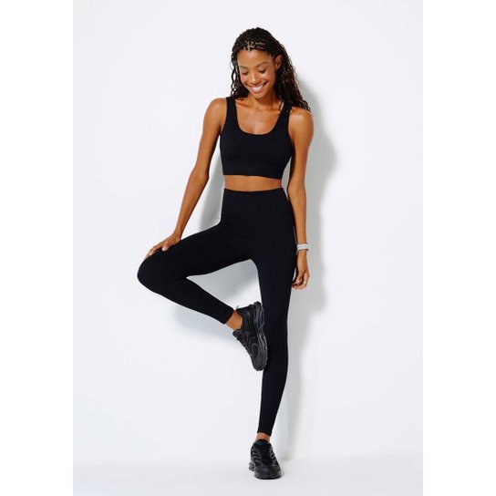 Calça Legging Feminina Canelada Sem Costura