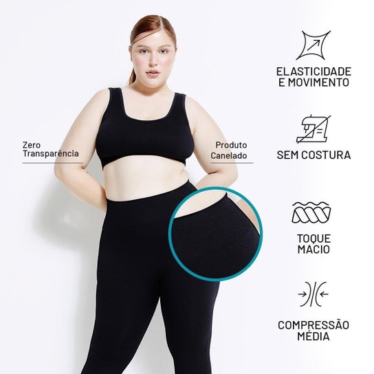 Calça Legging Feminina Canelada Sem Costura