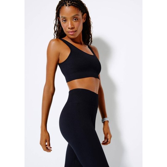 Calça Legging Feminina Canelada Sem Costura