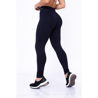 Calça Legging Feminina Poliamida Lisa Tecido Muito Grosso Cós Alto Confortável Wolfox