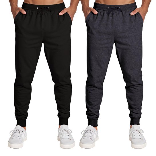 Calça Masculina Moletom Flanelada Slim Bolsos Algodão Kit 2