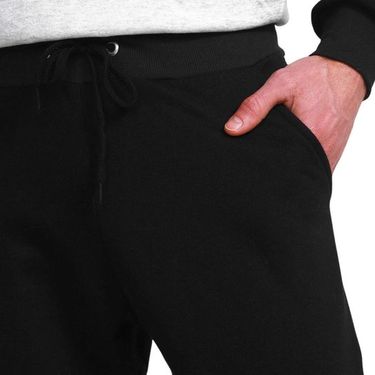 Calça Masculina Moletom Flanelada Slim Bolsos Algodão Kit 2