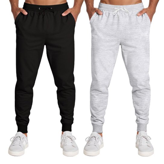Calça Masculina Moletom Flanelada Slim Bolsos Algodão Kit 2