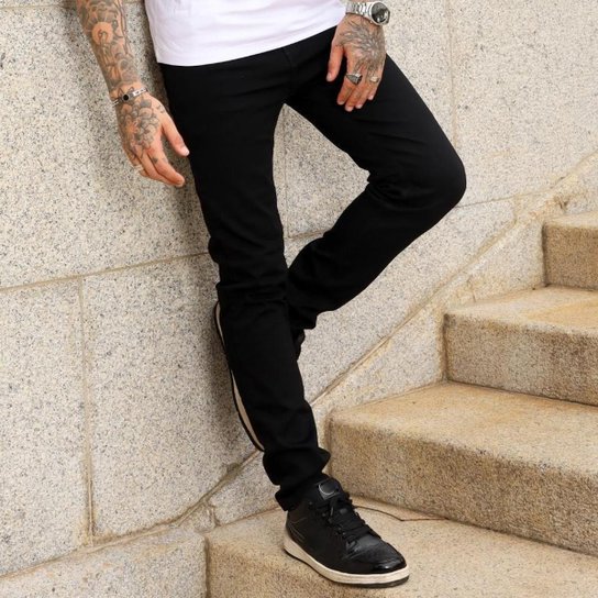 Calça Masculina Sarja Slim Fit Elastano Confortável