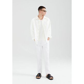 Calça Masculina Slim Em Sarja - Bege 036