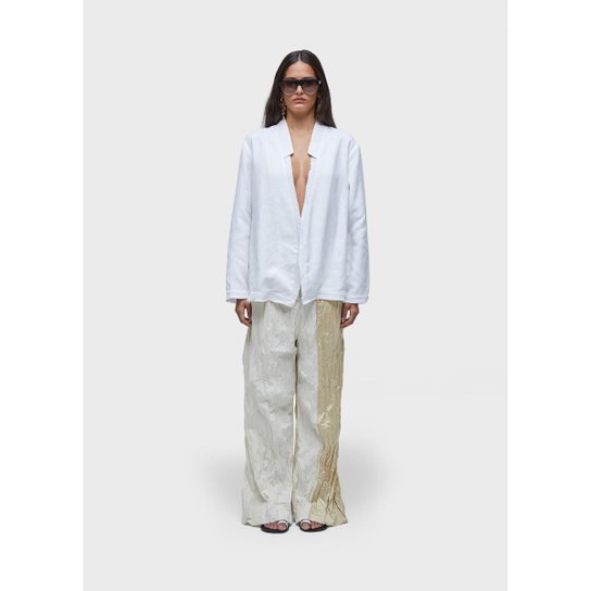Calça wrinkledd satin + tricoline OSKLEN