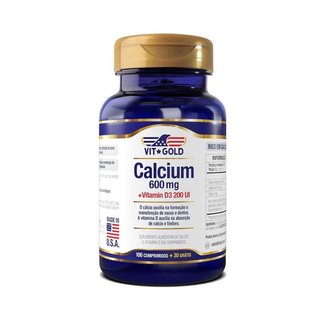 Cálcio 600mg + Vitamina D3 Vitgold 100 Comprimidos