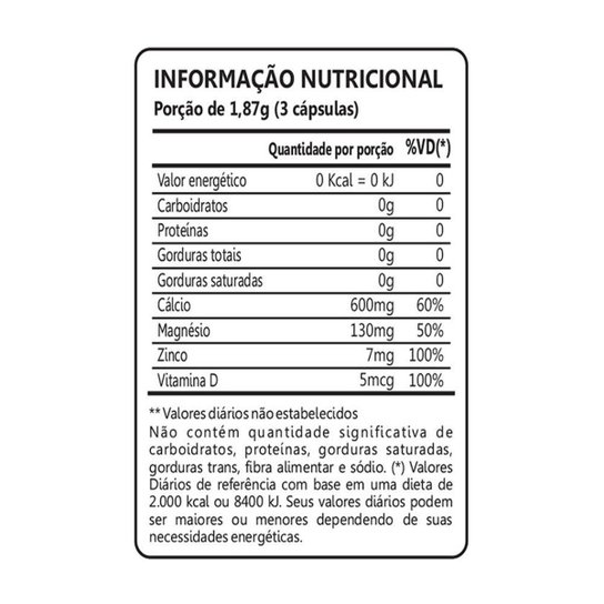 Cálcio Magnésio Zinco Vitamina D 60 Capsulas Maxinutri