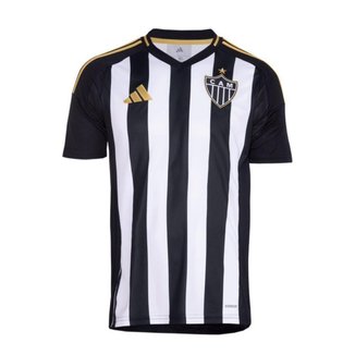Camisa Adidas Atletico Mineiro I 25/26 Preto/ Branco/ Dourado 3GG