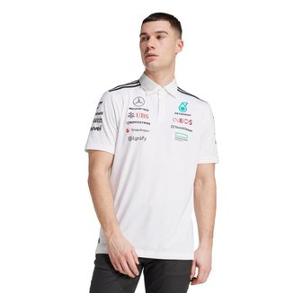 Camisa Adidas Polo Branca Mercedes - AMG Petronas Fórmula 1 Team Masculina