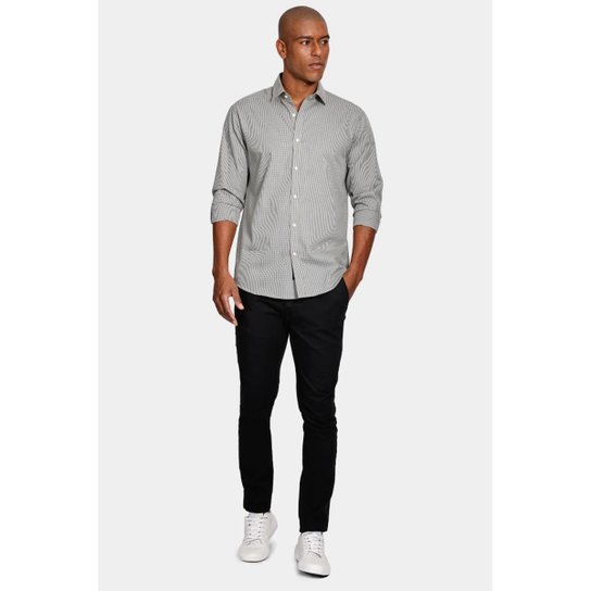 Camisa Aramis Manga Longa Cosmo Slim Algodão Micro Xadrez