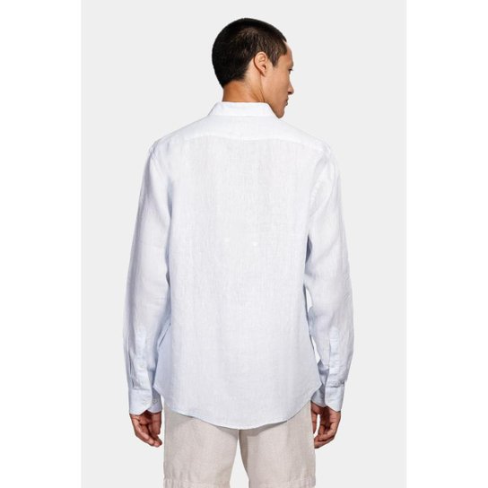 Camisa Aramis Manga Longa em Linho Irlandês Azul Claro