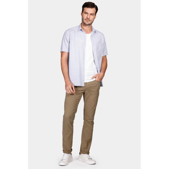 Camisa Aramis Regular Ampla Sarjada Leve Alumínio