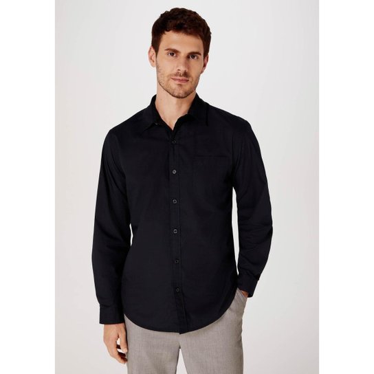Camisa Básica Masculina Manga Longa Slim